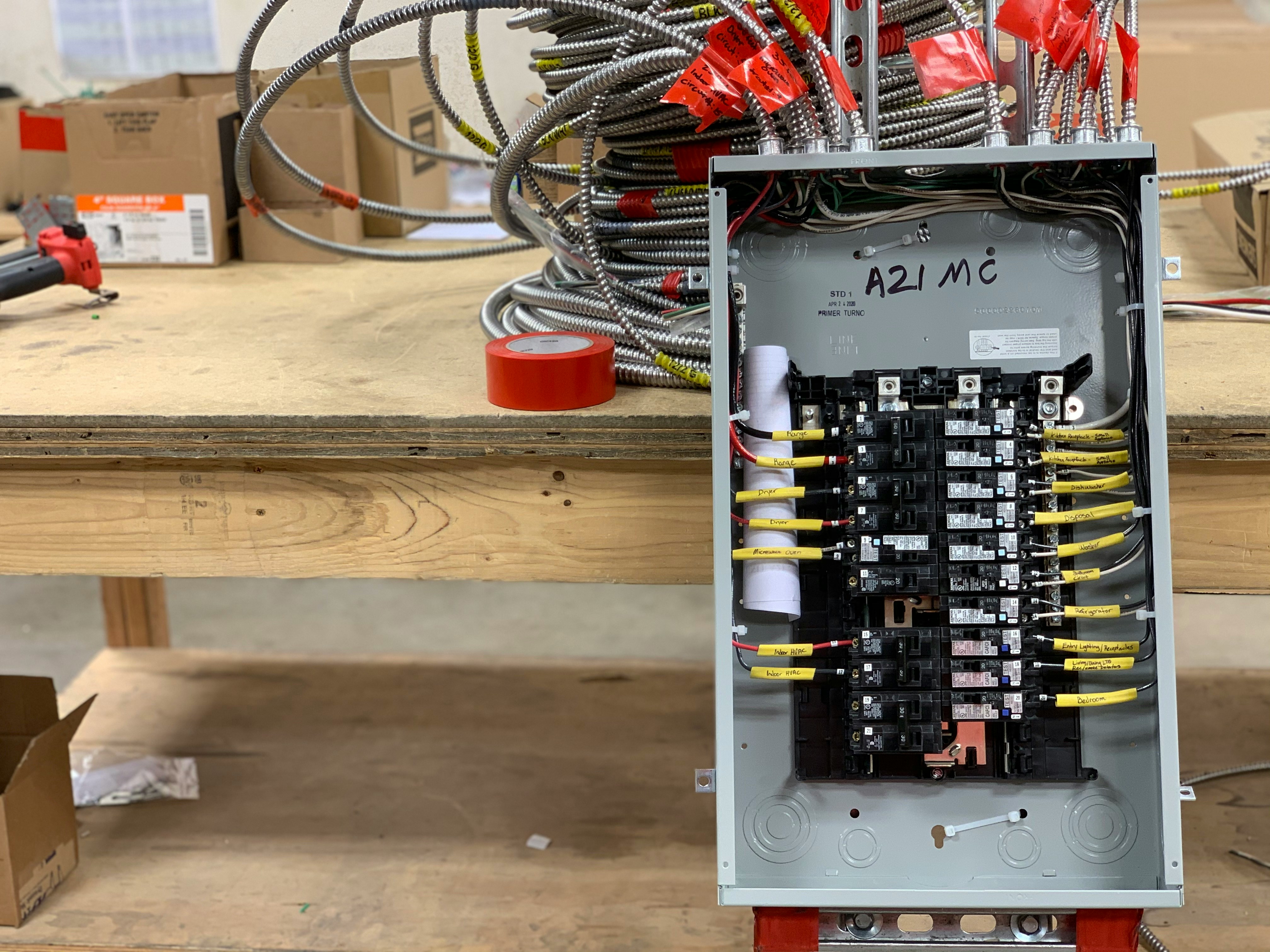 Diagram of AC contactor installation in an electrical panel