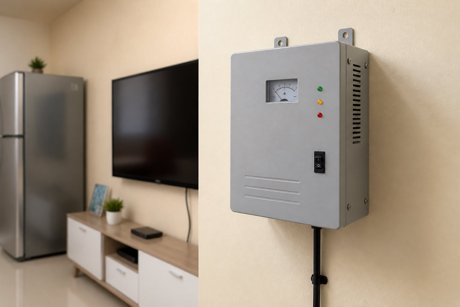 Voltage stabilizer device protecting home appliances