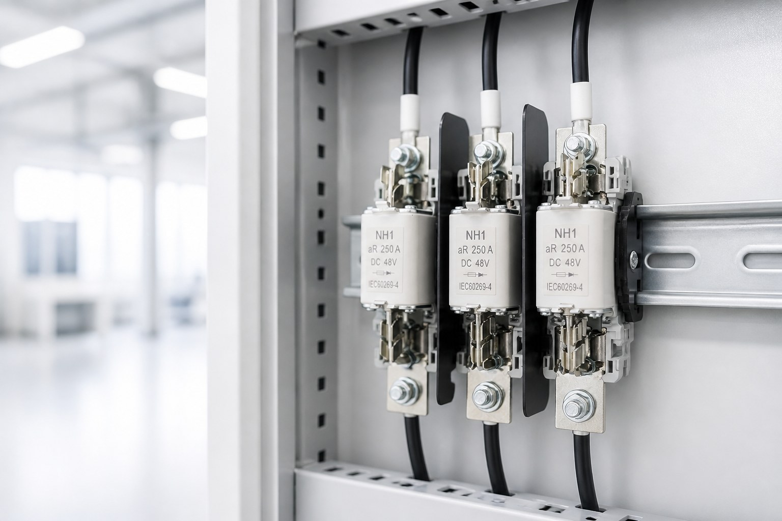 Fuses and protection devices in a clean distribution board