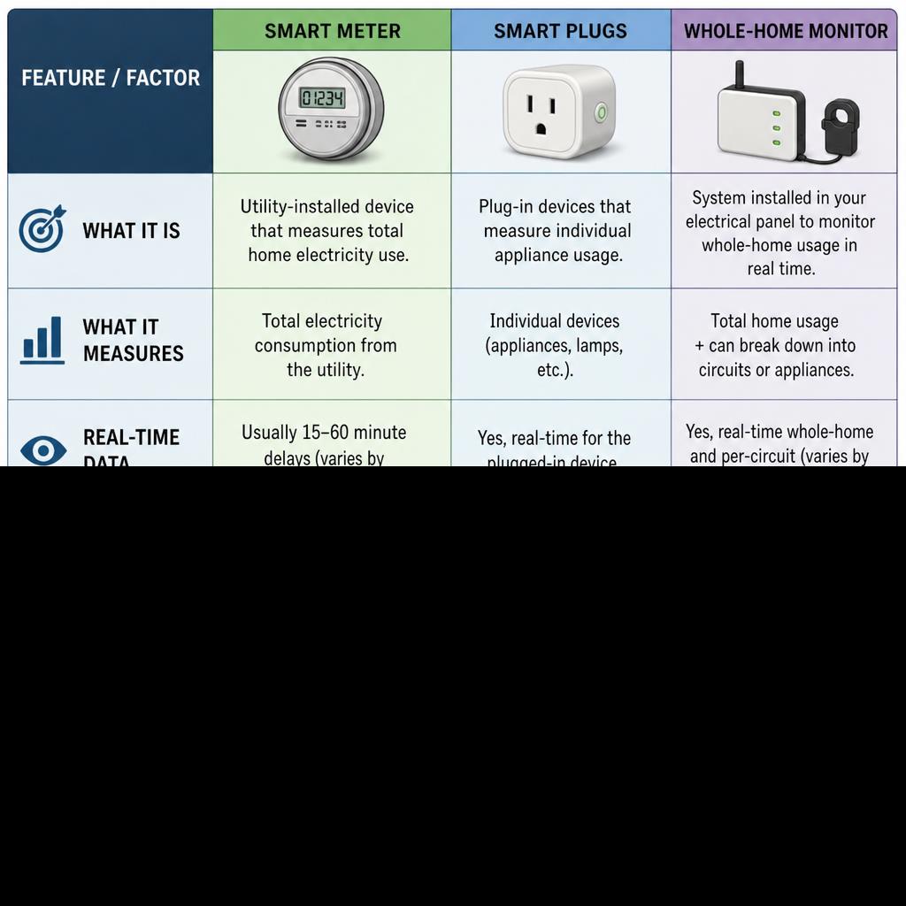 Smart plugs and power monitors alongside a smart meter
