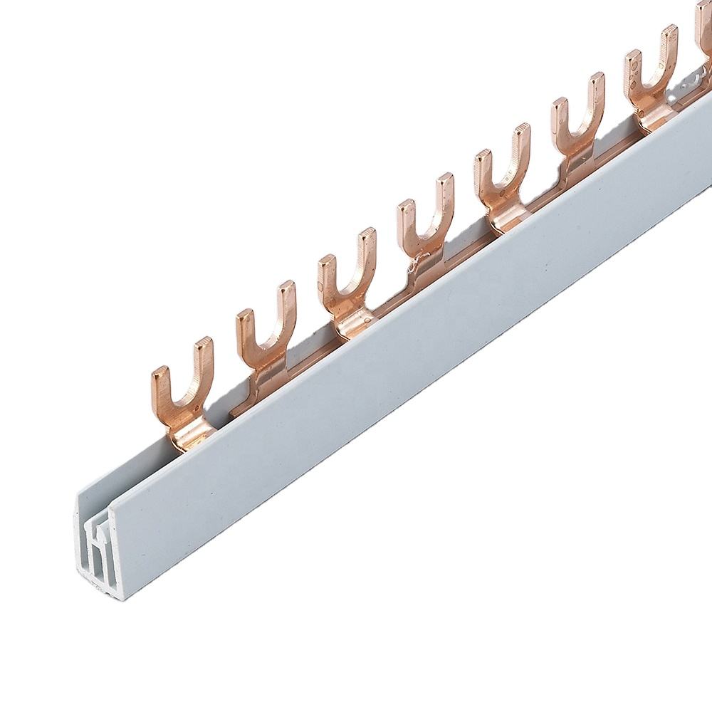 Fork Type Copper Busbar Insulated Comb Bus Bar Pin Type Terminal Blocks Plug-in Power Distribution 100A Max Continuous Amp
