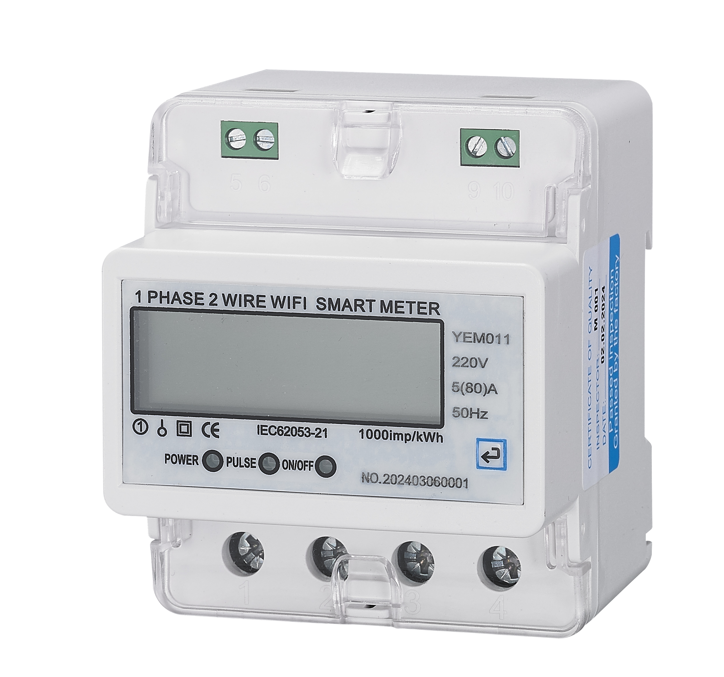 WIFI Single Phase Two Wire Smart Energy Meter With Memory Function Control the Timer by Mobile APP