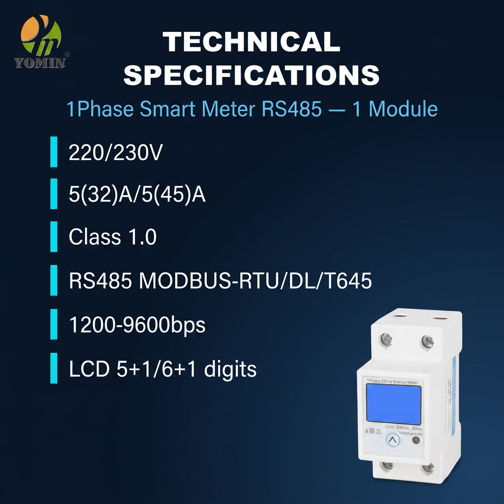 Factory Price 220V 230V Din Rail Digital Energy Power Electricity Meter Rail 1Phase 2wire Energy Meters for Alternating Current