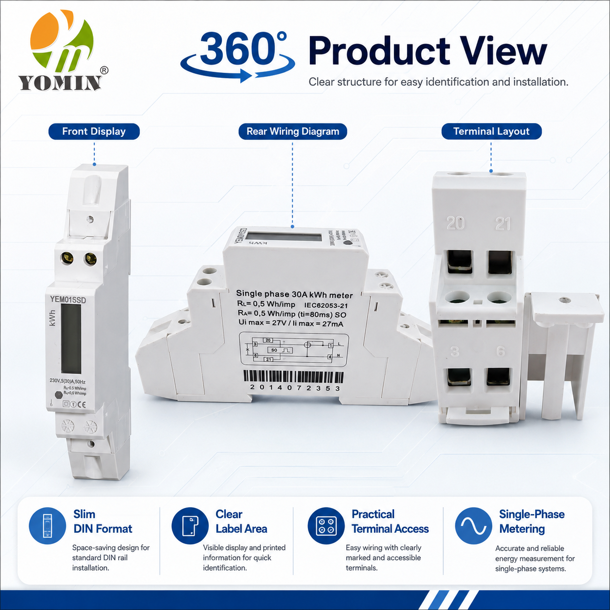 Single Phase 230V 5(30)A Electric Power Smart Analog Digital Din Rail Kilo Watt Hour kwh Meter Energy Meters