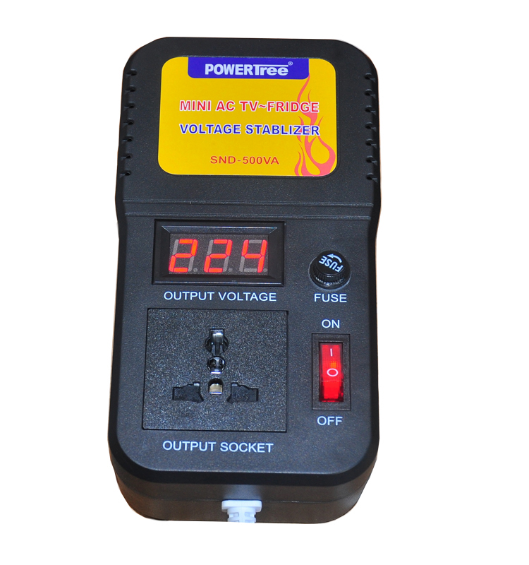 Hot Selling Black Color MINI AC Utility Type SND Model 500VA TV-Fridge Automatic Stabilizers Voltage Regulator for Home