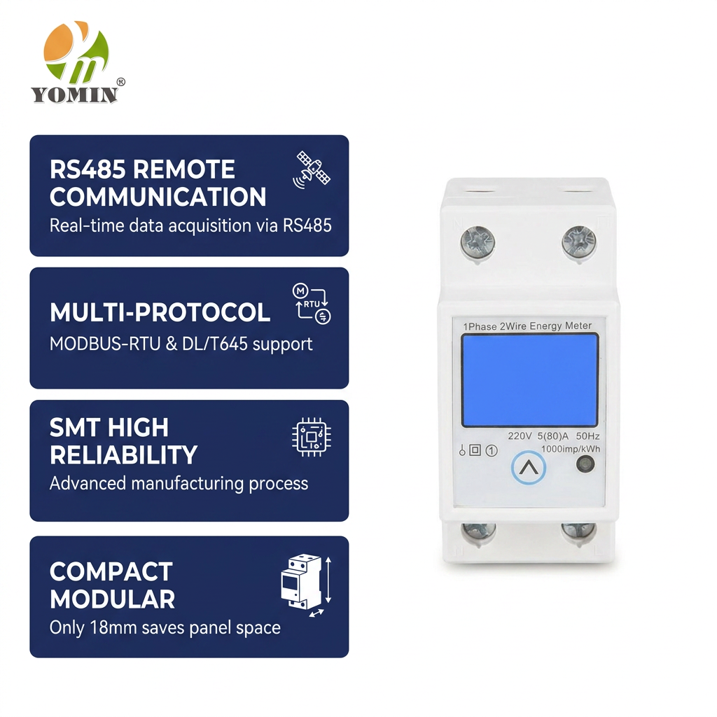 Factory Price 220V 230V Din Rail Digital Energy Power Electricity Meter Rail 1Phase 2wire Energy Meters for Alternating Current