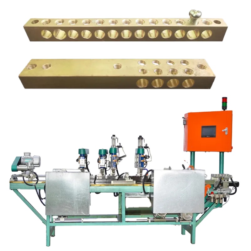 Brass Busbar Terminals Tapping Machine Automatic Cutting Drilling Tapping Machine Neutral Link Earth Terminal