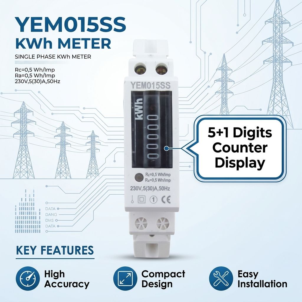 Small Design LCD/counter Display Electricity RS485 5(20)A 5(25)A 5(30)A DIN Rail Mounting Energy Meter Single Phase Energy Meter