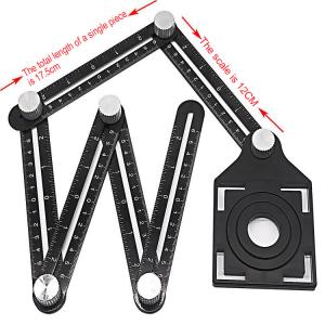 ABS or Aluminum Six-Sided Woodworking Multifunctional Drifice Positioning Ruler, Multi-Angle Measuring Template Ruler