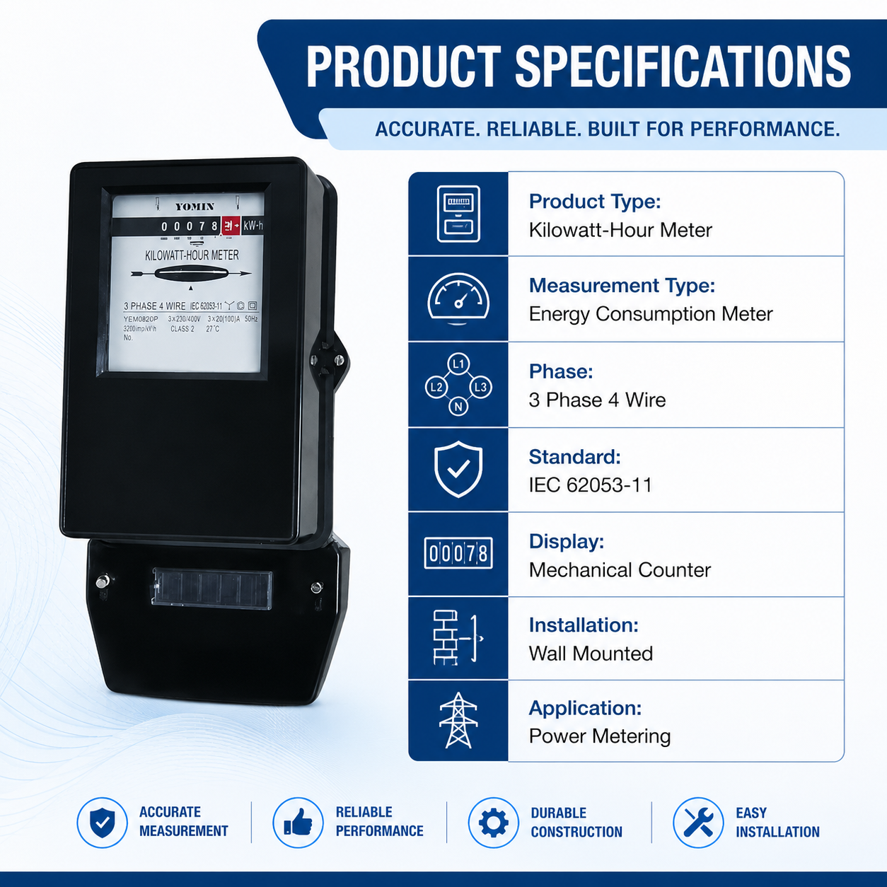 Iraq Yemen Middle East Countries Use Type 3-Phase Three Phase Mechanical Induction Electromagnetic Electricity Energy Meter