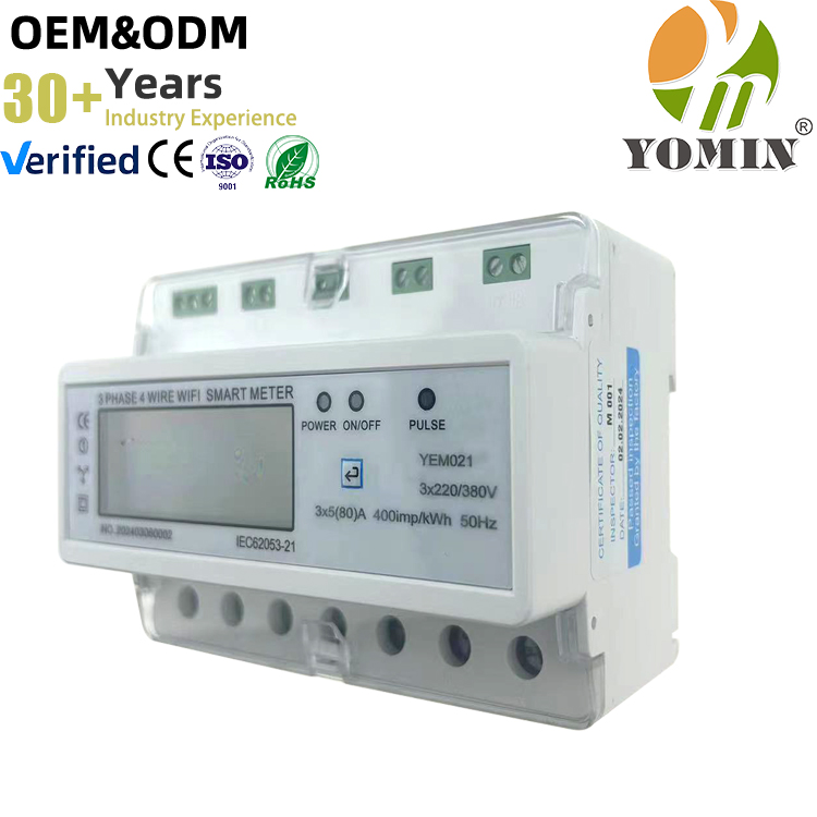 Three Phase 380V Four Wire 7P Remote Reading and Control WIFI Din Rail Smart Energy Meter With Relay Can Use APP