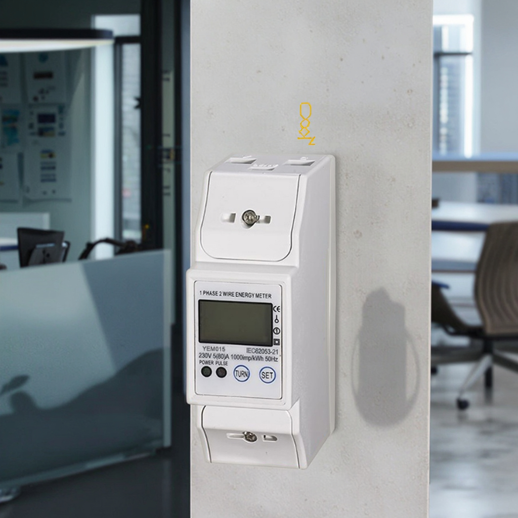 New Single-Phase DIN-Rail 2P Modbus Electric Power Meter LCD Digital Energy Meter with RS485 for Home or Office Use