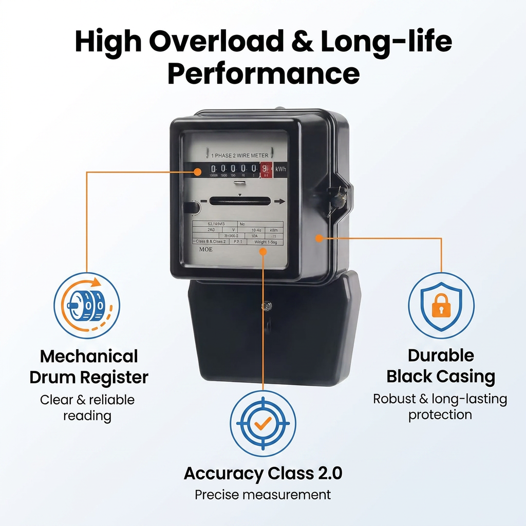 Iraq Yemen Middle East Countries Use Type Single Phase 2 Wire Mechanical Meters Induction Electromagnetic Digital Energy Meter