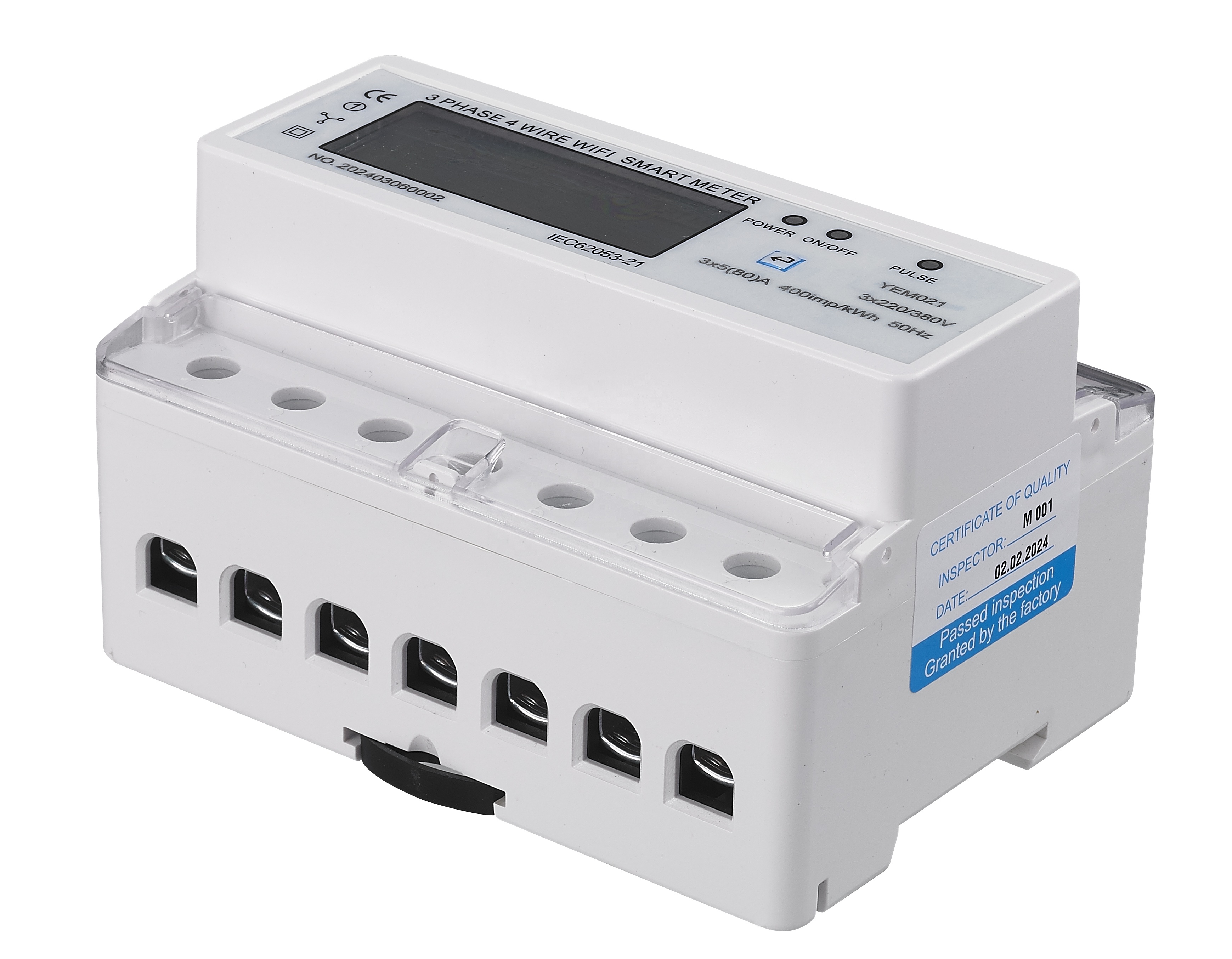Real-Time Energy Monitoring Digital Only 3*5(80A) 7P Three Phase Four Wire WIFI Din Rail Smart Energy Meter Without Relay