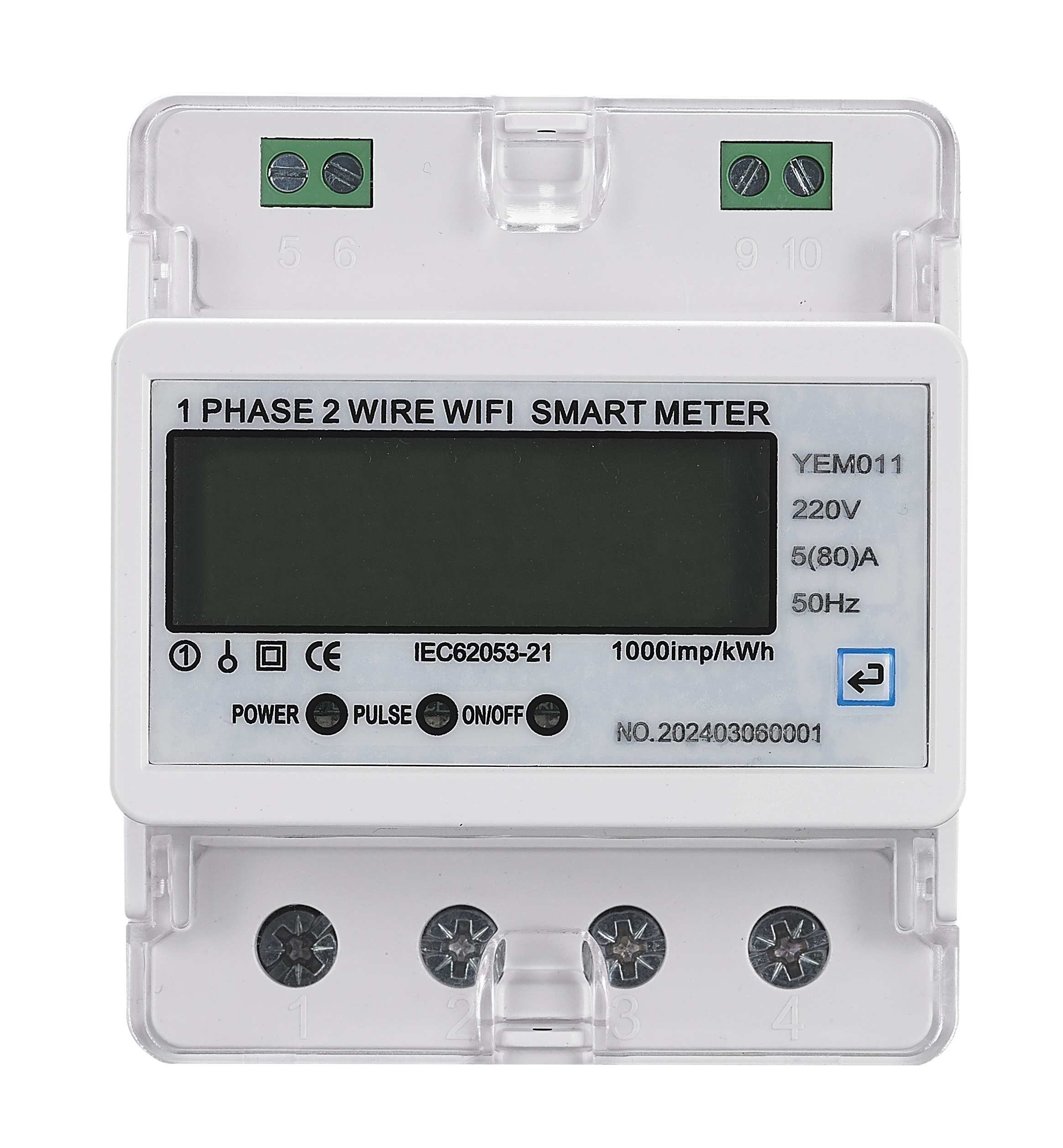 Smart Single Phase Two-Wire Energy Meter 4P without Relay WIFI Connectivity Product Category Energy Meters
