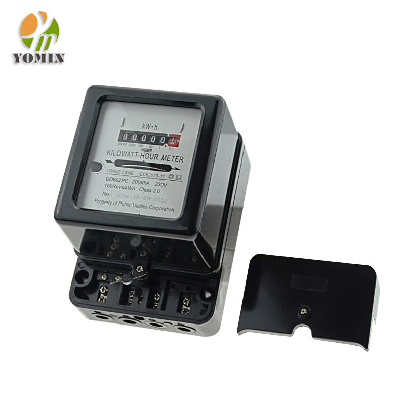 Wall Mounted Single-Phase Front Board Digital Analog Display Energy Meters Mechanical Energy Meters with Front Board Installed