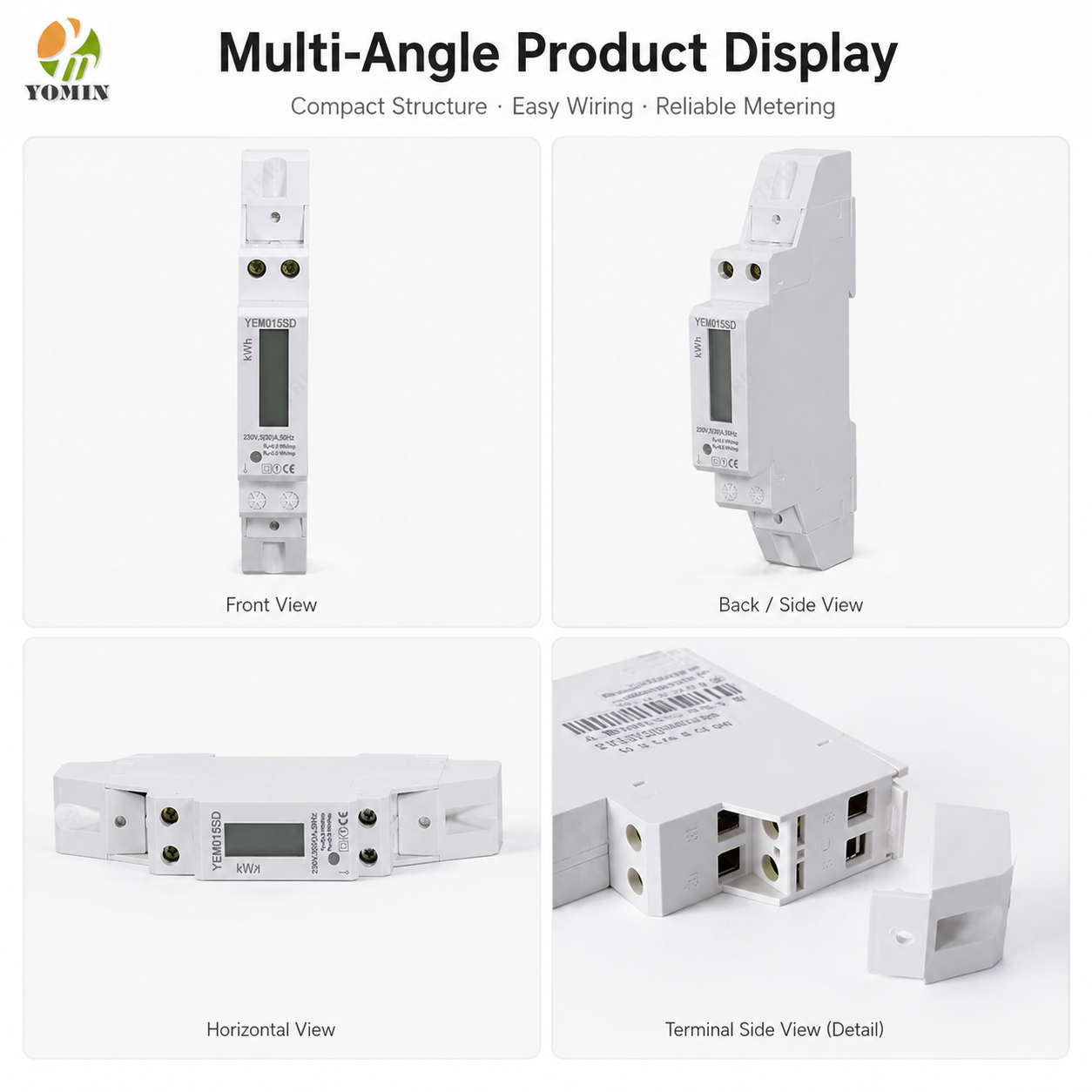 High-Precision Electric Energy Meter Intelligent Single Phase Digital Display Meter DIN Rail Energy Meter for Energy Monitor