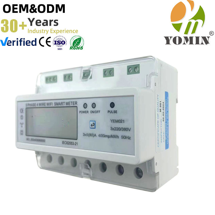 Three Phase 380V Four Wire 7P Remote Reading and Control WIFI Din Rail Smart Energy Meter With Relay Can Use APP