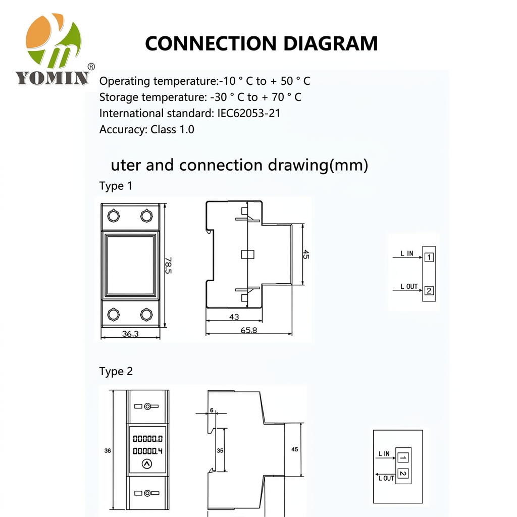 Single Phase 2Wrie Din Rail Digital Energy Power Meter Showing Electricity Digital Electric Energy Meter for Alternating Current
