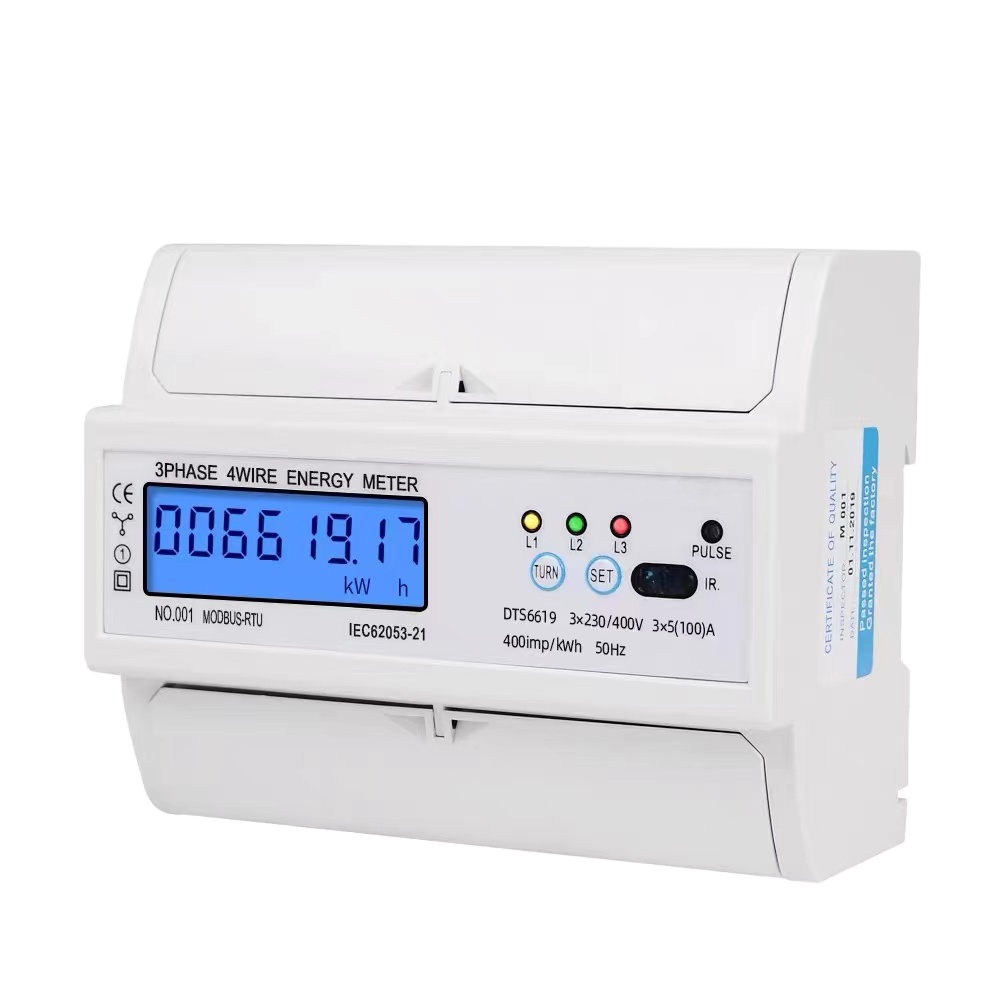 Smart Home Use 3 Phase 4 Wire Din Rail Electric Energy Meter With RS485