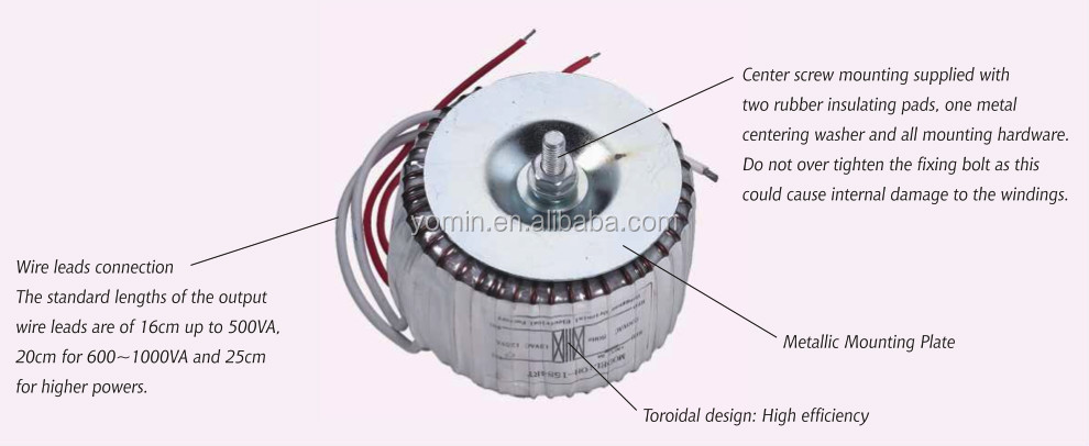 Manufacturer Single Phase 450VA 230v 36v Electric Toroidal Transformer for Audio Amplifiers