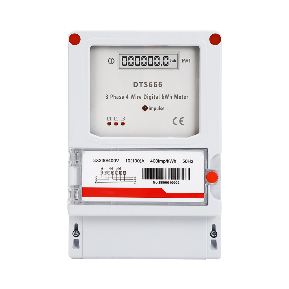 DTS666 Wall-mounted Three Phase Four Wire LCD Display Power Digital Kwh Meter Household Electric Energy Meter