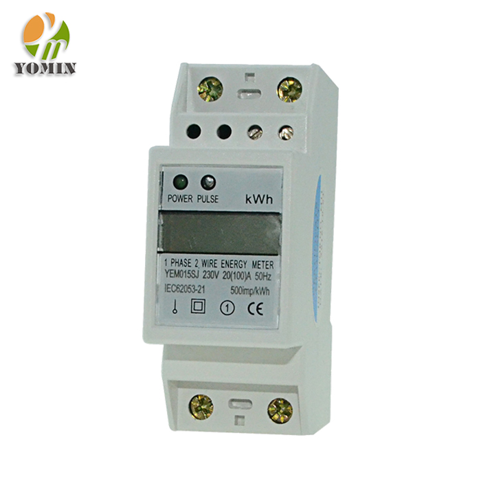 YEM015SJ Single-Phase Digital Electronic LCD Kwh Meter 2-Pole Modules DIN Rail Installation with RS485 Watt-Hour Display