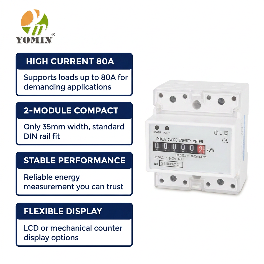 Single 1 Phase 2Wire DIN Rail Energy Meter 4Model Analog Wireless Electric Kilowatt-Hour Meter 230VAC Din-Rail Energy Watt Meter