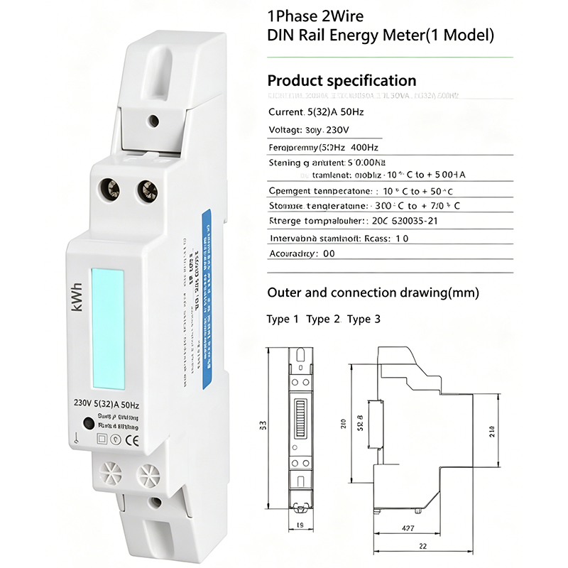 Single-Phase Energy Efficient DIN Rail kWh Watt-Hour Meter Measure Energy with Precision