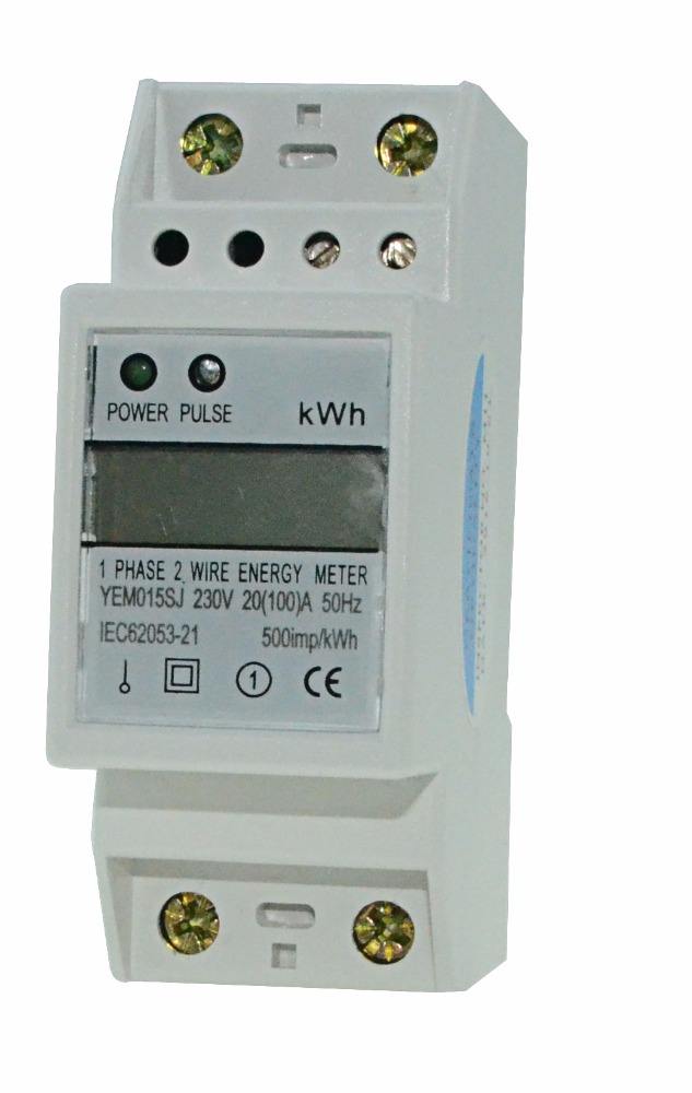 New Type Active Electric Single Phase 2p Din Rail Digital Energy Meter with Lcd Display and Pulse Output