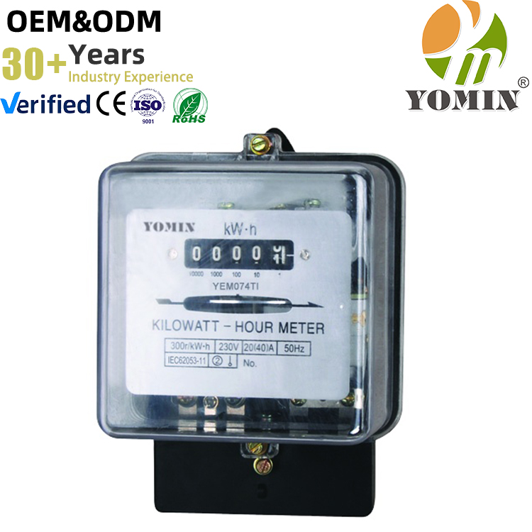 Front Board Installation Analog Electric 50HZ 127V 230V KWH Energy Meter Single Phase Energy Meters with PC Transparent Cover