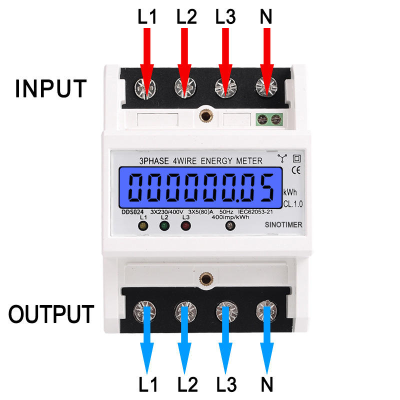 Transparent Cover Din Rail 230/400V AC  3 Phase 4 Wire 4P Electronic Three Phase Wattmeter kWh Smart Energy Meters