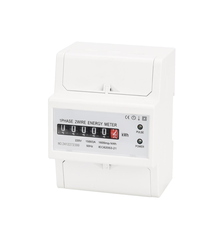 Analog kWh Counter 230V 100A Max Din Rail Mountable Output Voltage Digital Only Display Power Meter Single Phase Energy Meter