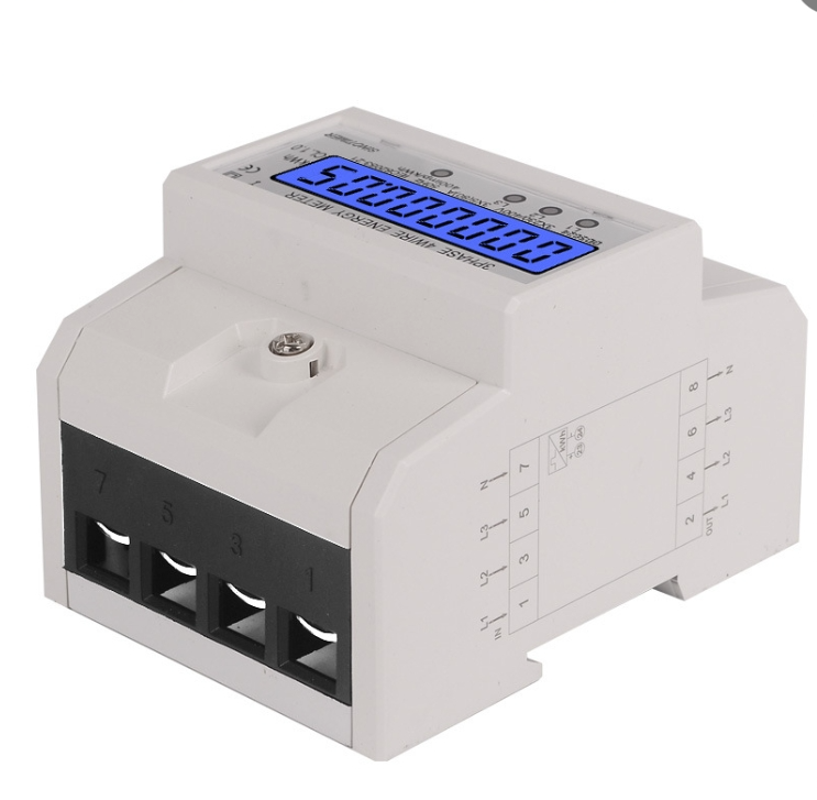 Transparent Cover Din Rail 230/400V AC  3 Phase 4 Wire 4P Electronic Three Phase Wattmeter kWh Smart Energy Meters