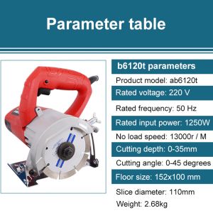 AB6121T Multifunctional Marble Machine Stone Tile Cutting Machine Slotting Machine Power Tools