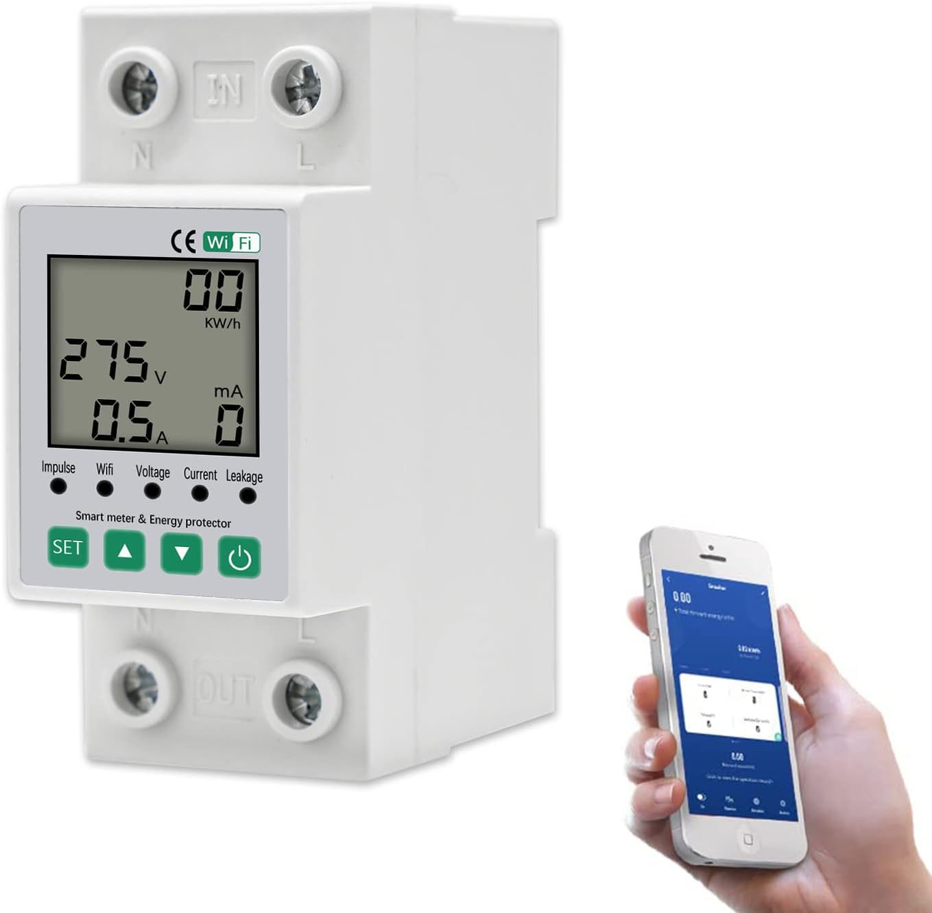 Digital Light Counter Wifi Smart Electric Consumption Single Phase Wifi Energy Meter With Wireless Remote Control