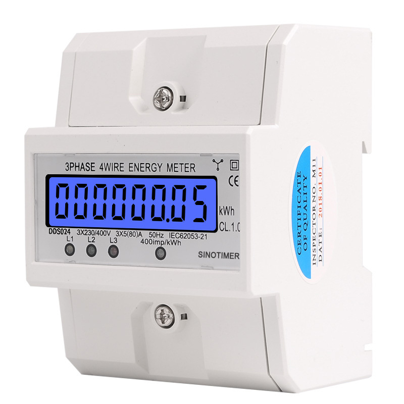 Transparent Cover Backlight Rail- Mounted 4P LCD 230/400V AC Active Meter 50HZ/60HZ Electricity Three Phase Smart Energy Meters
