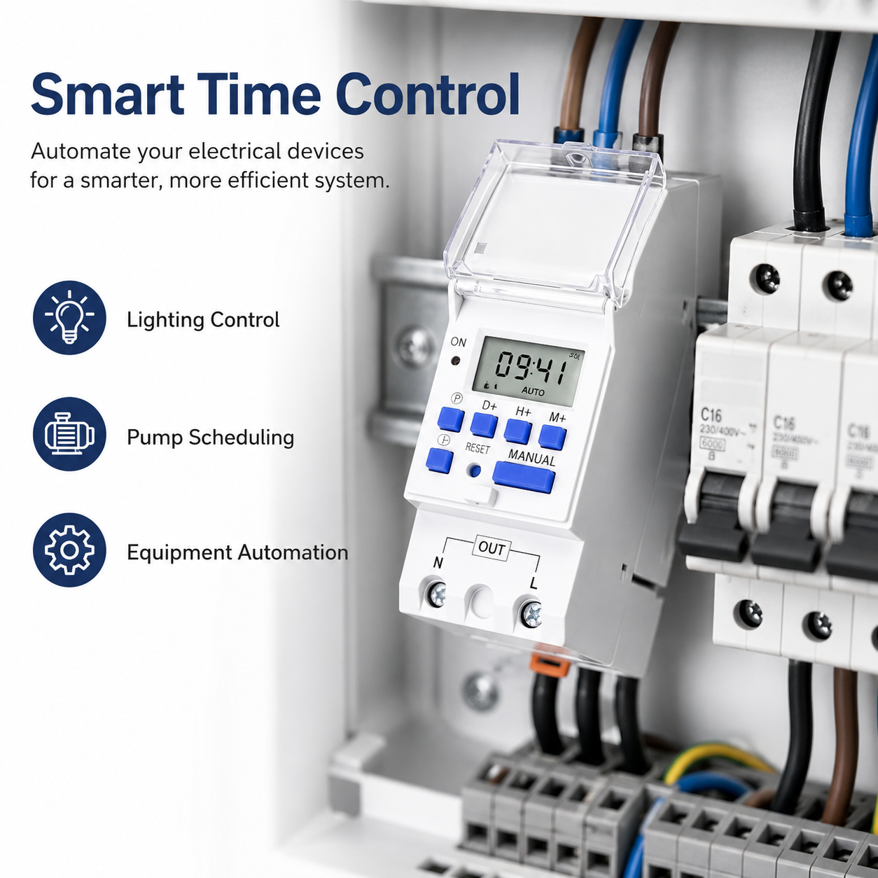 30A IP65 60Hz 1NO 1NC Din Rail Single Phase Weekly 7 Days Programmable Battery Powered Digital Time Switch Relay Timer
