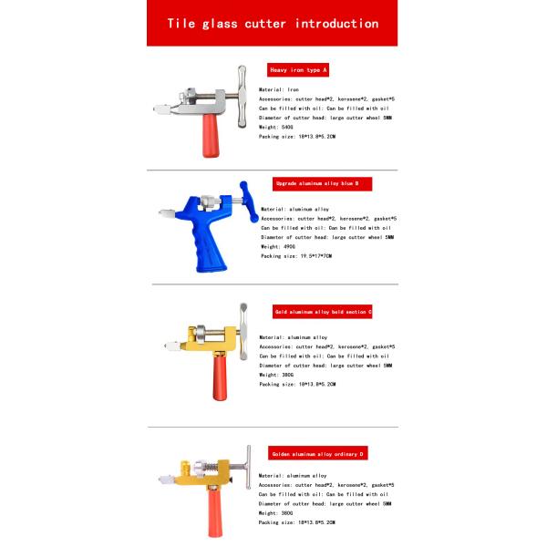 Glass Cutter Set Multi-Functional Glass Cutter Ceramic Tile Opener Manual Tile Mirrors Cutter Cutting Tool