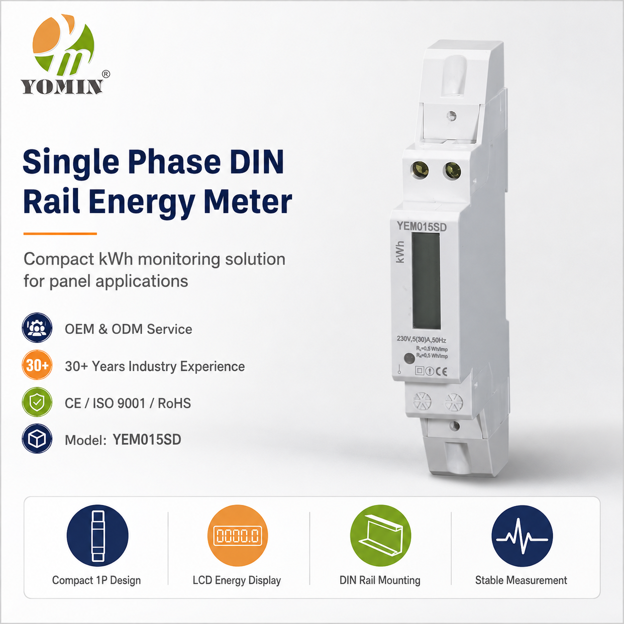 Single Phase 230V 5(30)A Electric Power Smart Analog Digital Din Rail Kilo Watt Hour kwh Meter Energy Meters