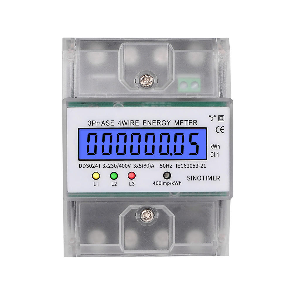 Power Monitoring LCD Transparent Cover and Backlight Rail-mounted Electricity AC Active Kwh Meter Three Phase Energy Meters