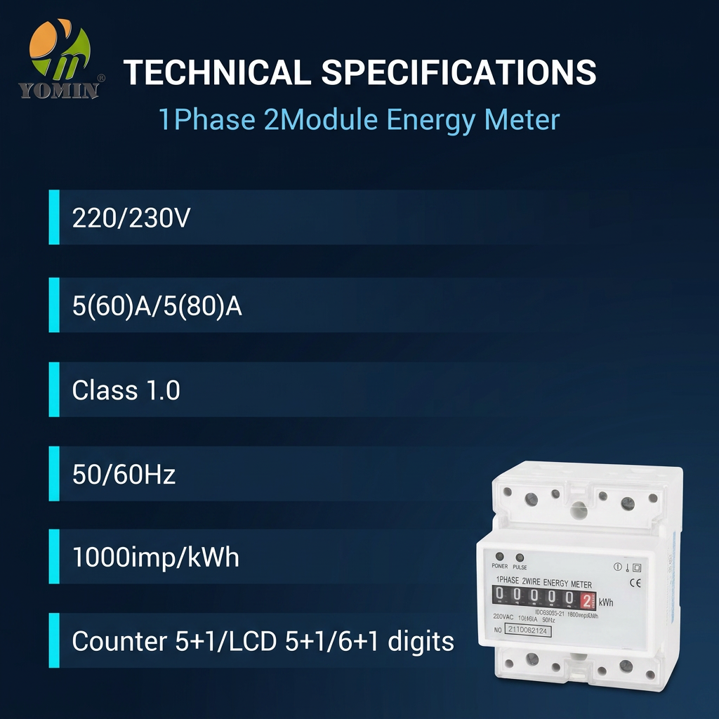 Single 1 Phase 2Wire DIN Rail Energy Meter 4Model Analog Wireless Electric Kilowatt-Hour Meter 230VAC Din-Rail Energy Watt Meter