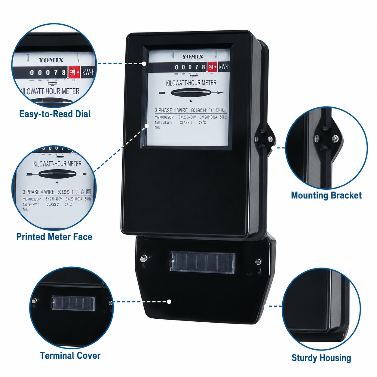 Iraq Yemen Middle East Countries Use Type 3-Phase Three Phase Mechanical Induction Electromagnetic Electricity Energy Meter