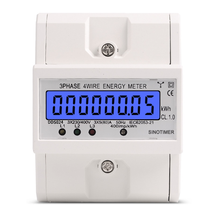 Transparent Cover Din Rail 230/400V AC 3 Phase 4 Wire 4P Electronic Three Phase Wattmeter kWh Smart Energy Meters