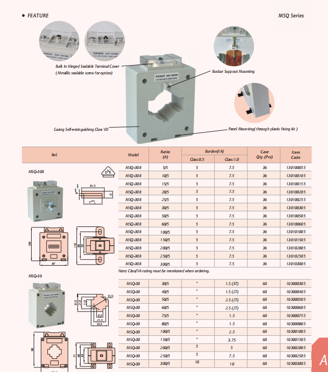High-Precision Metering Current Sense transformers 3kV AC (1min.) 1600/5A 720V AC Class 1.0 Current Transformer for Metering