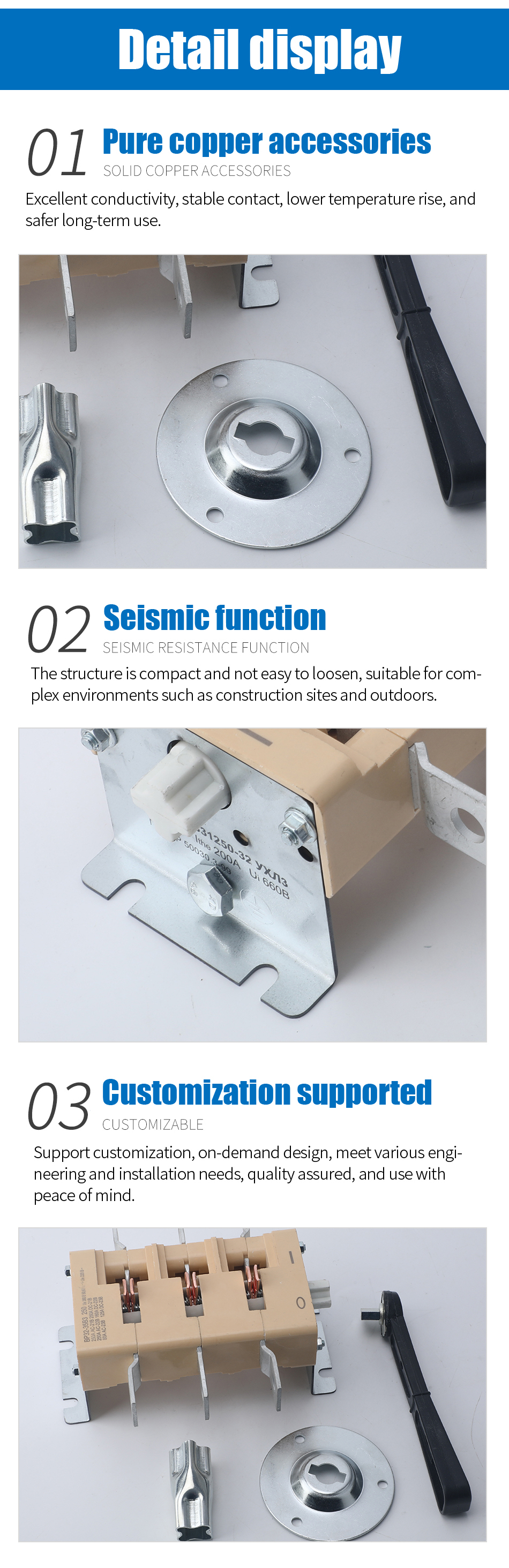 BP32 Series 400A Negative Pole Isolating Switch 37B3 Single Throw Fuse-Type Knife Switch — Product details